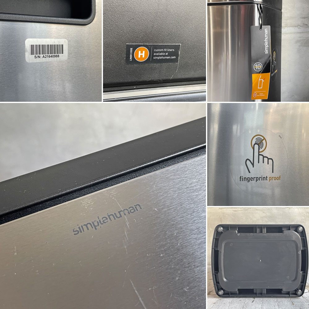 シンプルヒューマン Simple Human レクタンギュラータッチバーカン 30L ダストボックス ゴミ箱 ステンレス シルバー B ♪
