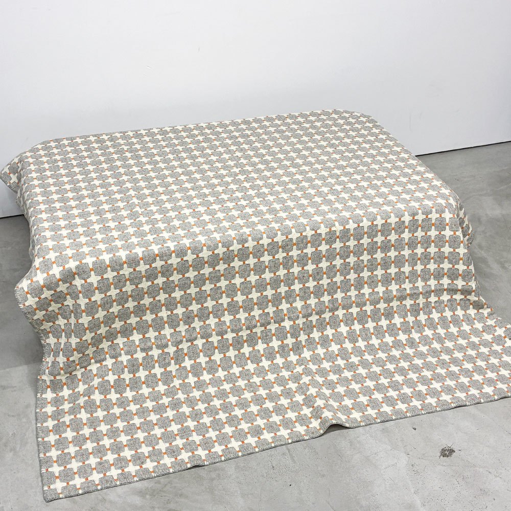 エレノア・プリチャード Eleanor Pritchard 625 Line グレー × オレンジ ブランケット 150×190cm イギリス 展示品 ◎