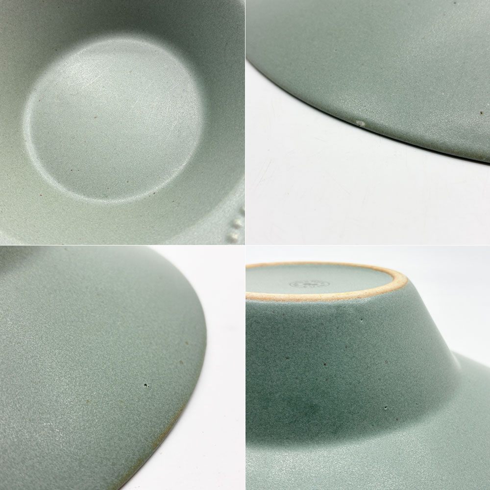 ミナペルホネン mina perhonen タンバリン グリーン 深皿 陶器 ハンドメイド ●