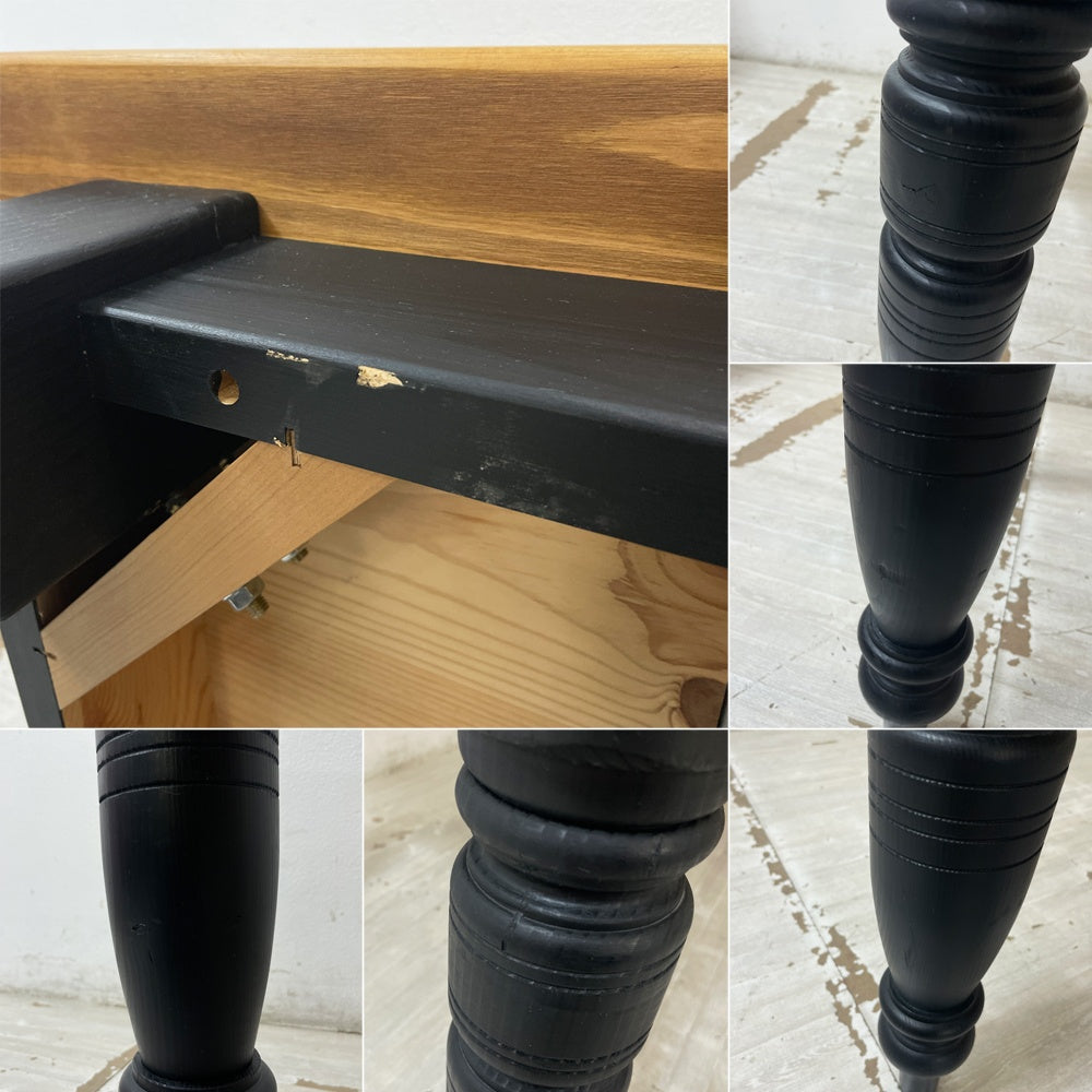 ブラックボード Blackboard カーフ karf ブルックリンスタイル ダイニングテーブル ろくろ脚 パイン無垢材 w160 ●