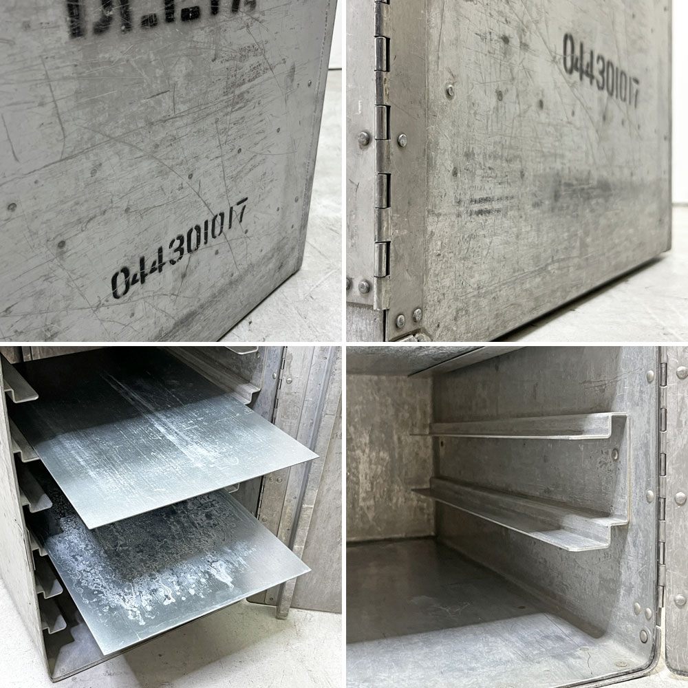 DELTA航空 ビンテージ ギャレーコンテナ ボックス Galley Box アルミ製 1ドア 6段 棚板付き 1960~70`s US Vintage C ●