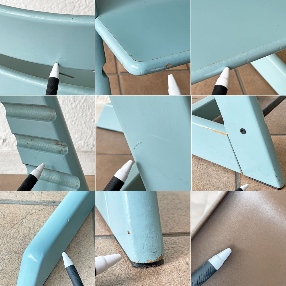 ストッケ STOKKE トリップトラップ TRIPP TRAPP ベビーチェア キッズチェア S/N無し ガード・グライダー付き アクアブルー ノルウェー 北欧家具 ◇