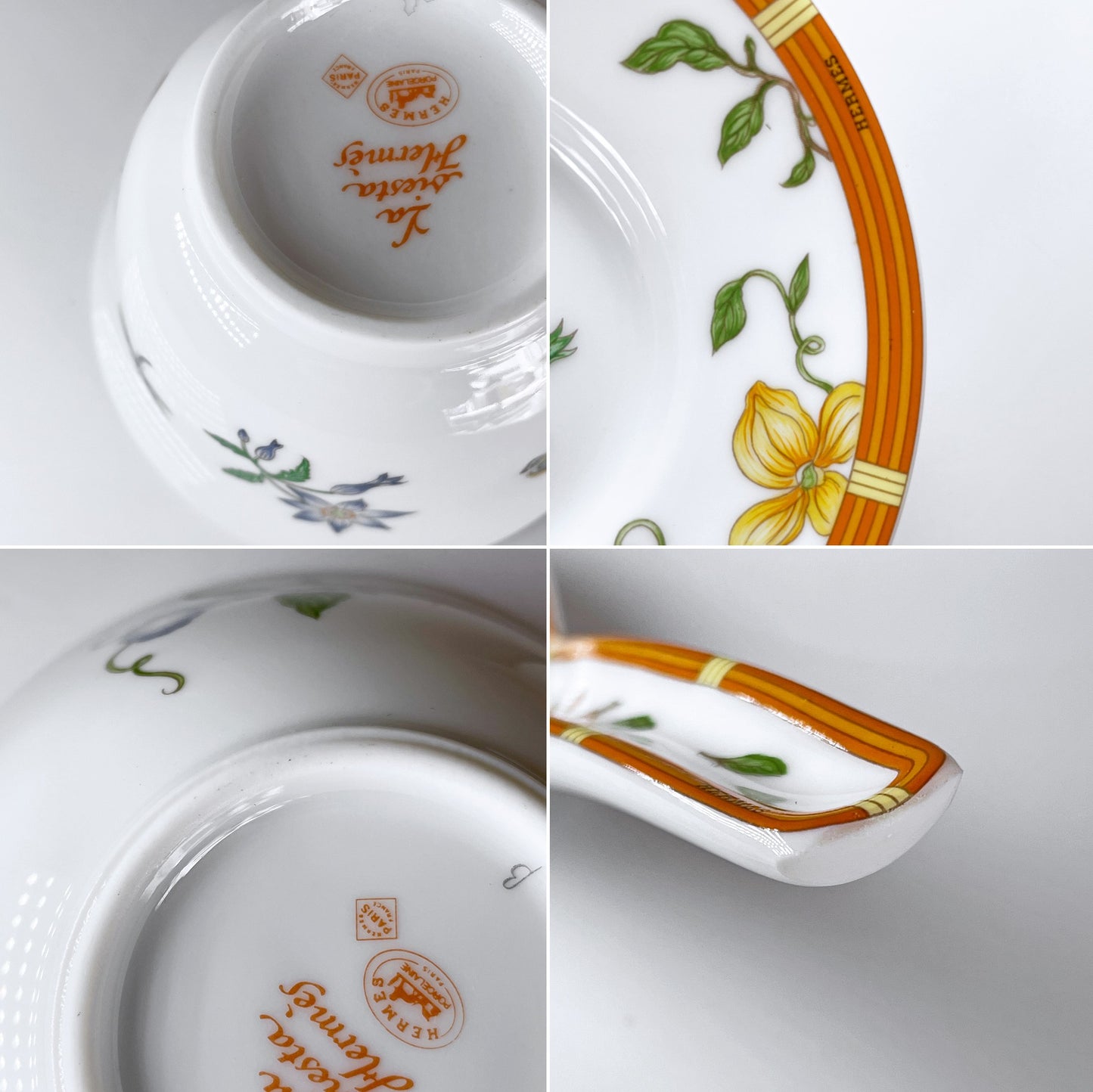 エルメス HERMES ラ・シエスタ La Siesta 飲茶セット アジアンティーカップ&ソーサー ティースプーン ミニプレート ライスボウル 廃番 フランス B ■