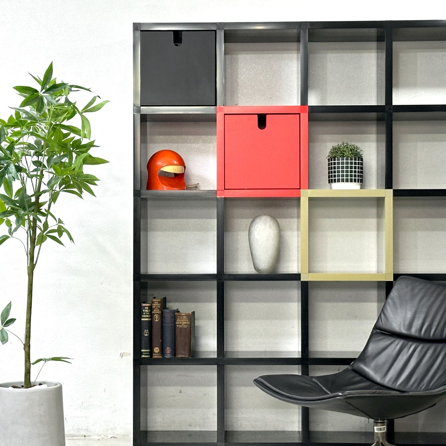 カルテル Kartell シェルビングシステム SHELVING SYSTEM モジュラーブックシェルフ 4列5段 ブラック ジュリオ・ポルヴァラ ●
