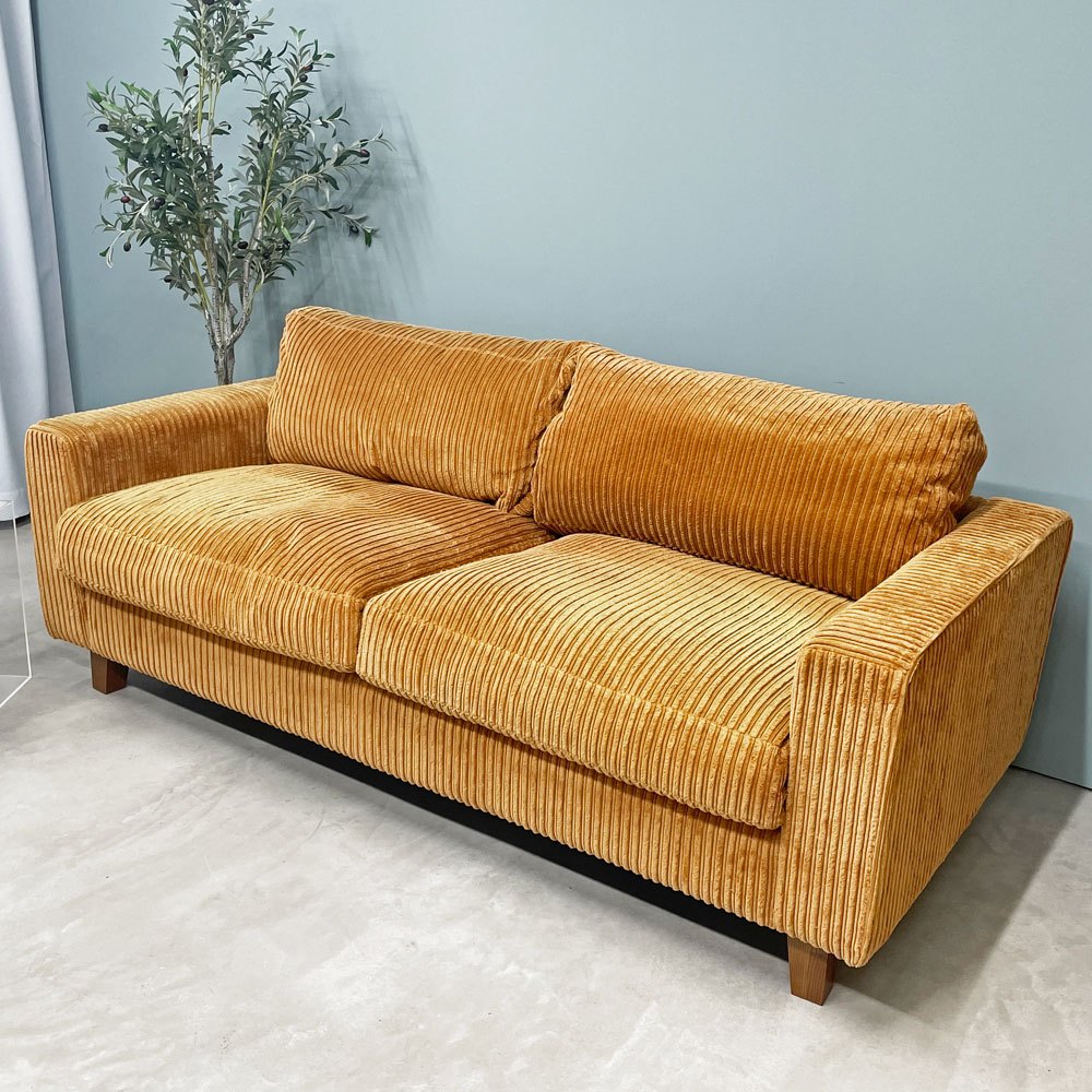 アクメファニチャー ACME Furniture ジェティ フェザー ソファ JETTY FEATHER SOFA 2シーター (L) コーデュロイ マスタード W187cm 定価¥332,200- ◎