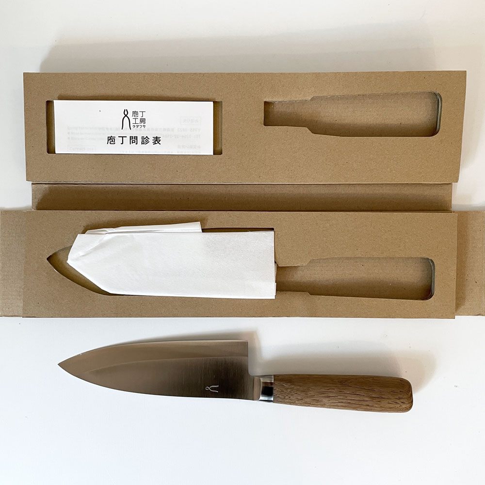 庖丁工房タダフサ 忠房 出刃包丁 HK-5 栗材 刃渡り150mm 箱付 燕三条 定価¥15,950- 未使用保管品 ◎