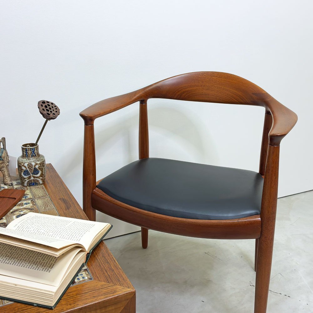 ヨハネスハンセン JOHANNES HANSEN ザ・チェア The Chair JH503 チーク材 本革 ハンス・J・ウェグナー 刻印有 ビンテージ 北欧家具 希少 ラッカー再塗装品 ●