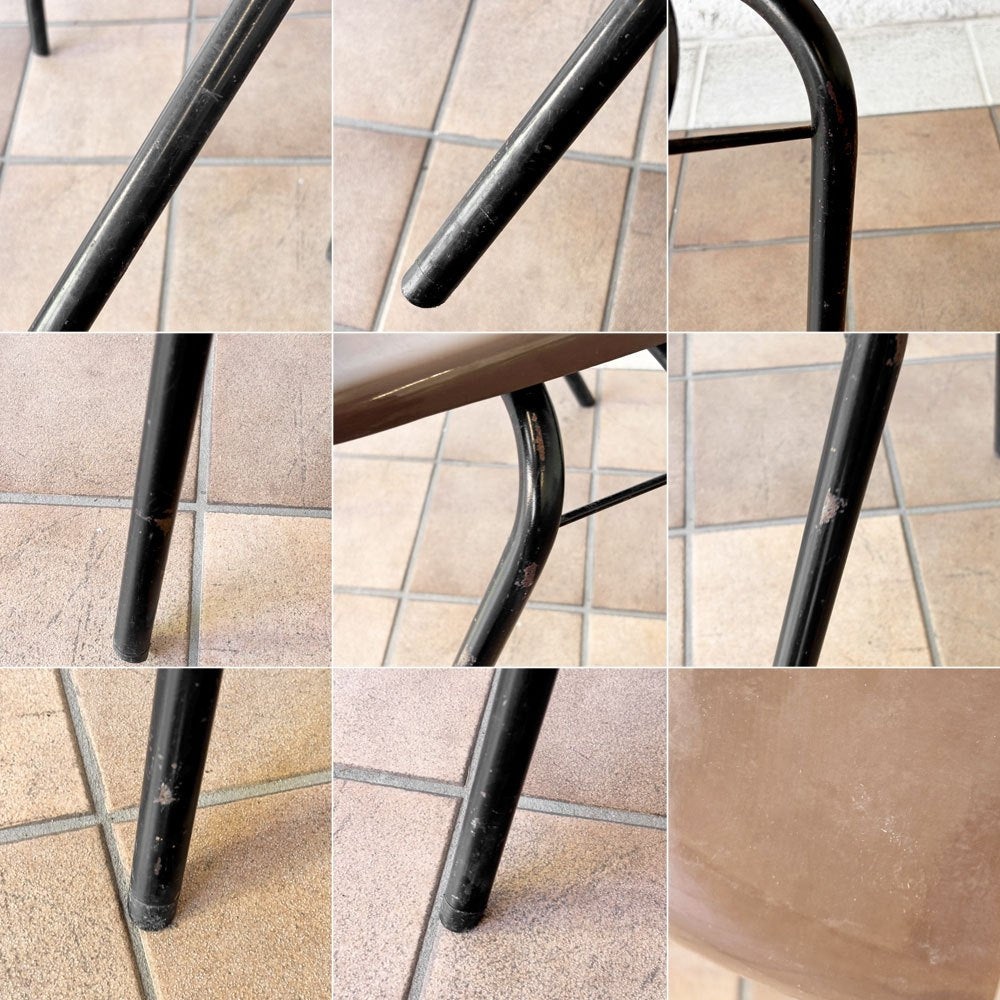 コトブキ KOTOBUKI スタッキングチェア FRP製 シェルチェア スチール脚 ブラウン 剣持勇デザイン ビンテージ ジャパニーズミッドセンチュリー D ◇