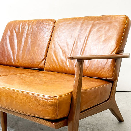 アクメファニチャー ACME Furniture デルマー ソファ 2シーター DELMAR SOFA 2-Seater 2Pソファ レザー張り ブラウン アッシュ材 廃番 ●