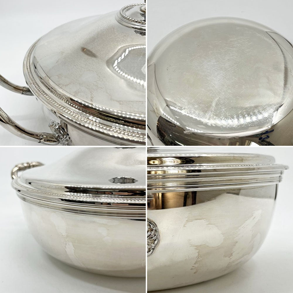クリストフル CHRISTOFLE ベジタブルディッシュ Vegetable Dish スープチューリン 蓋付両手鍋 W30cm 銀メッキ フランス ●