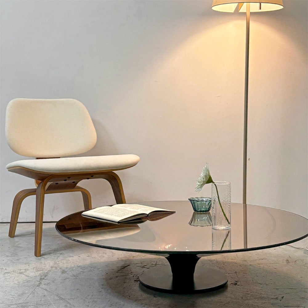 ロッシュ ボボア ROCHE BOBOIS オヴニー OVNI カクテルテーブル コーヒーテーブル ミディアム Φ90cm ガラストップ ヴィンチェンツォ・マイオリーノ フランス ●