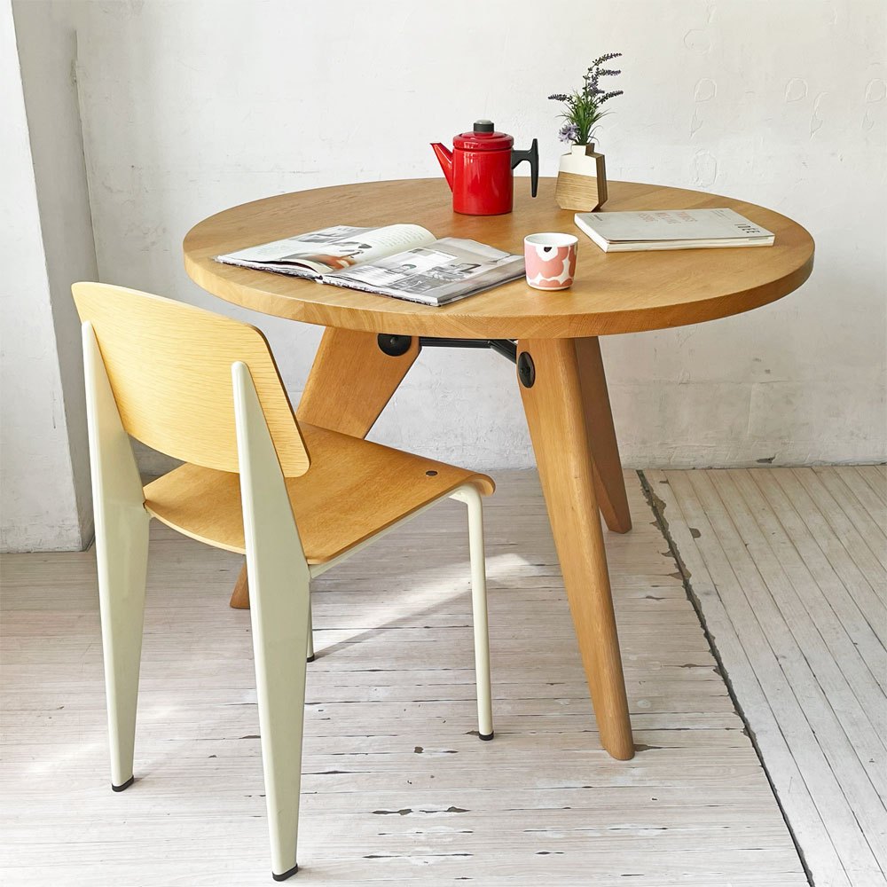 ヴィトラ vitra. ゲリドン Gueridon ダイニングテーブル ラウンド ナチュラルオーク 無垢材 Φ105cm ジャン・プルーヴェ 定価¥399,300- ★