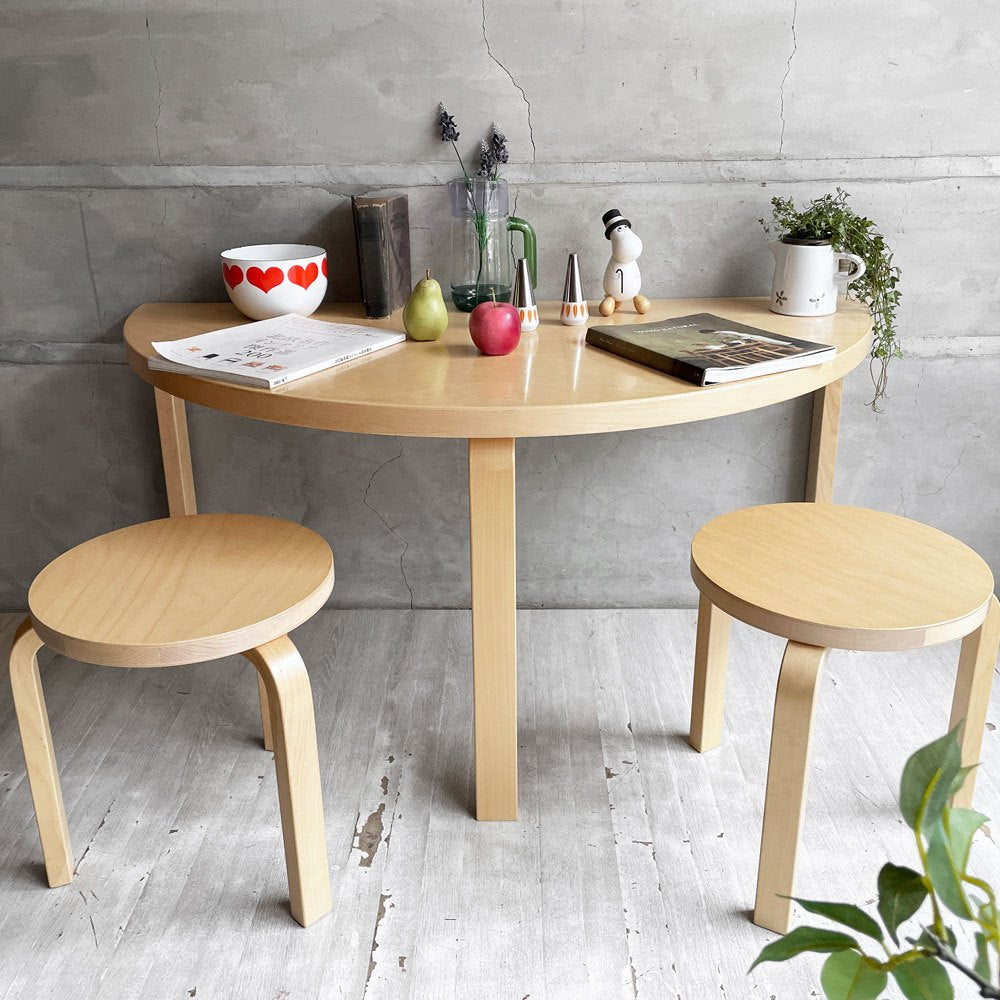アルテック Artek スツール 60 stool 60 ウスタヴァ Ystava 3本脚 バーチ材 ラッカー塗装 FIN/JPNフレンドシップコレクション 外交関係樹立100周年記念モデル 脚カット品 アルヴァ・アアルト 廃番希少 A ♪