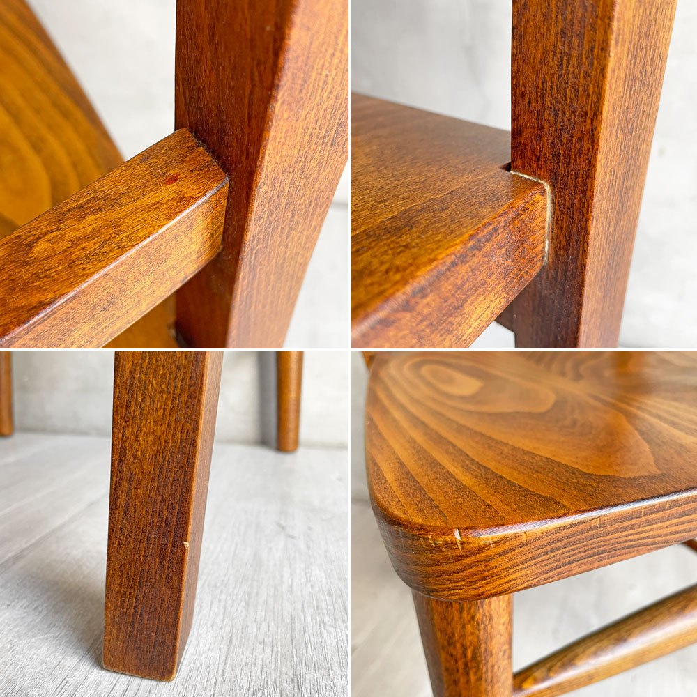 パシフィックファニチャーサービス P.F.S ミッションチェア MISSION CHAIR ダイニングチェア チャーチチェア ビーチ無垢材 板座 座繰り 廃番 定価¥33,000- A ♪