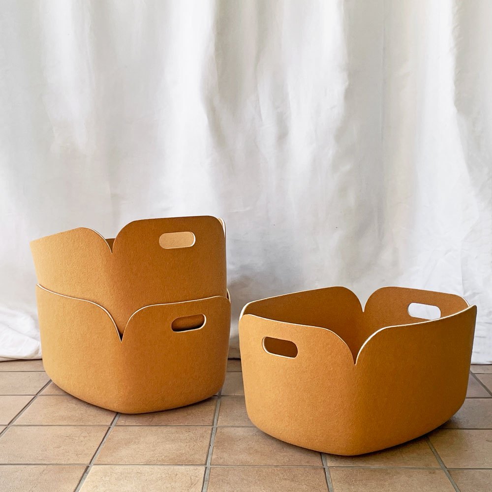 ムート MUUTO レストアバスケット RESTORE BASKET レギュラー バーントオレンジ フェルト地 ミカ トルバネン 専用袋付き デンマーク B ◇