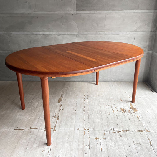 青林製作所 エクステンション ダイニングテーブル チーク無垢集成材 伸長式 ラウンド オーバル ジャパンビンテージ ♪