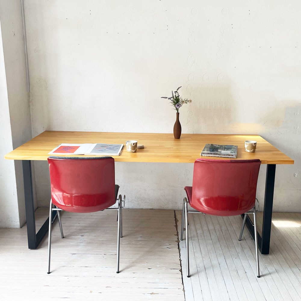 かなでもの KANADEMONO ザ・テーブル THE TABLE デスク パイン無垢材 W180cm スチール スクエアレッグ ブラック ★