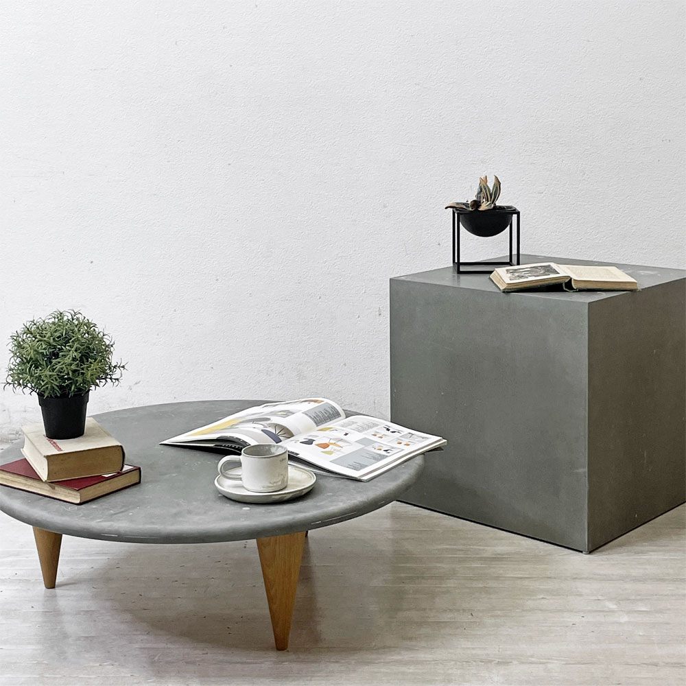 ザ・コンランショップ THE CONRAN SHOP × ベンチマーク BENCHMARK ジンクブロックキューブテーブル ZINC BLOCK CUBE TABLE サイドテーブル スツール 花台 飾り台 廃番 ●