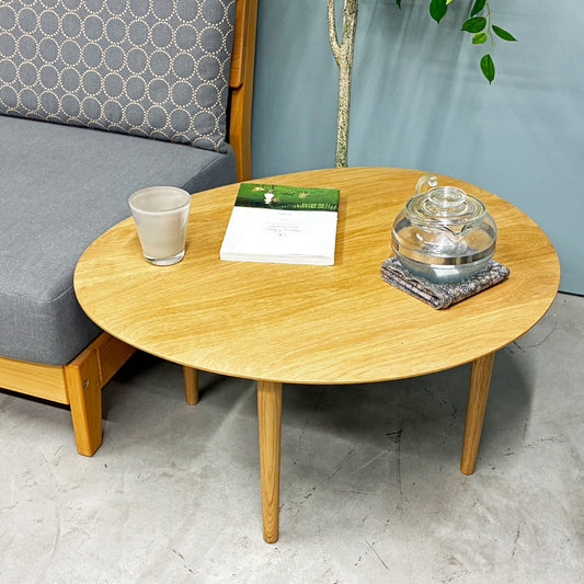 ナチュラルデザイン コーヒーテーブル オーク材 無垢材 リビングテーブル W67cm D80cm 北欧スタイル ◎