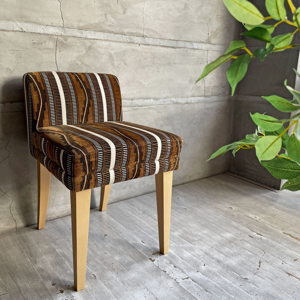 イデー IDEE ローバックチェア LOW BACK CHAIR ダイニングチェア メープル材 ミッドセンチュリーテイスト 受注生産品 廃番生地 希少 ♪