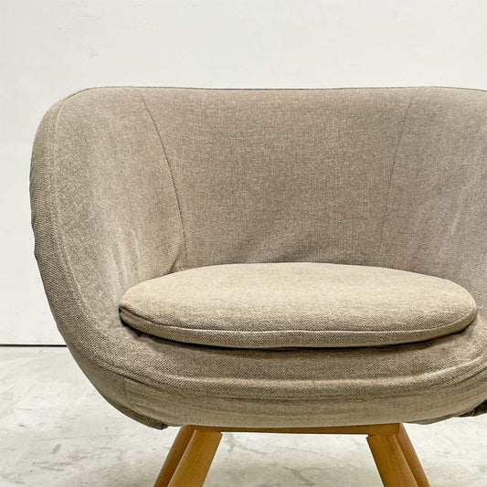 モモナチュラル Momo Natural モールドラウンドチェア MOLD ROUND M-ROUND CHAIR SO ダイニングチェア アルダー材 カバーリング 回転式 定価¥45,000- B ●