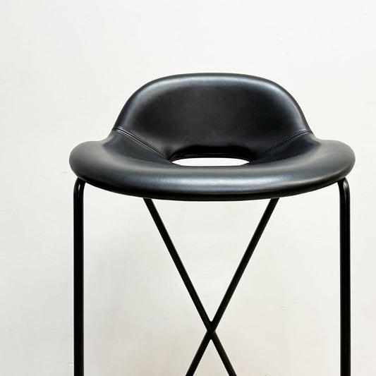 ザ・コンランショップ THE CONRAN SHOP クロスレッグ CROSS LEG ハイスツール 本革 レザー ブラック マグナス・ロング イギリス 参考定価¥187,000- B ●