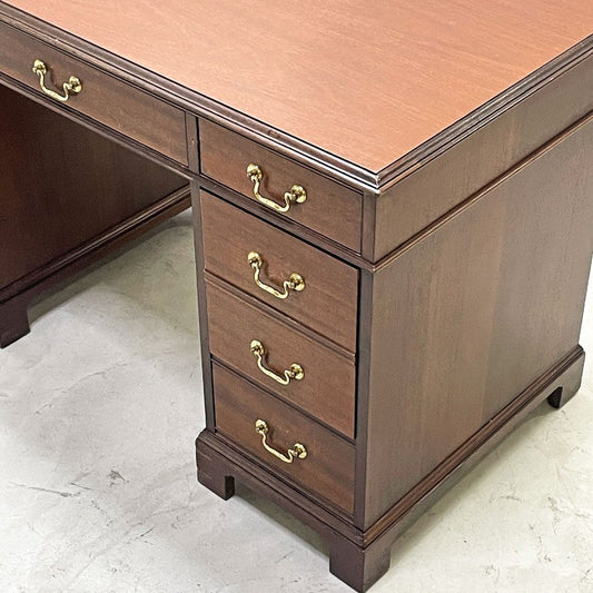 ドレクセルヘリテイジ DREXEL HERITAGE 両袖 デスク 抽斗7杯 マホガニー USビンテージ アメリカ家具 ●