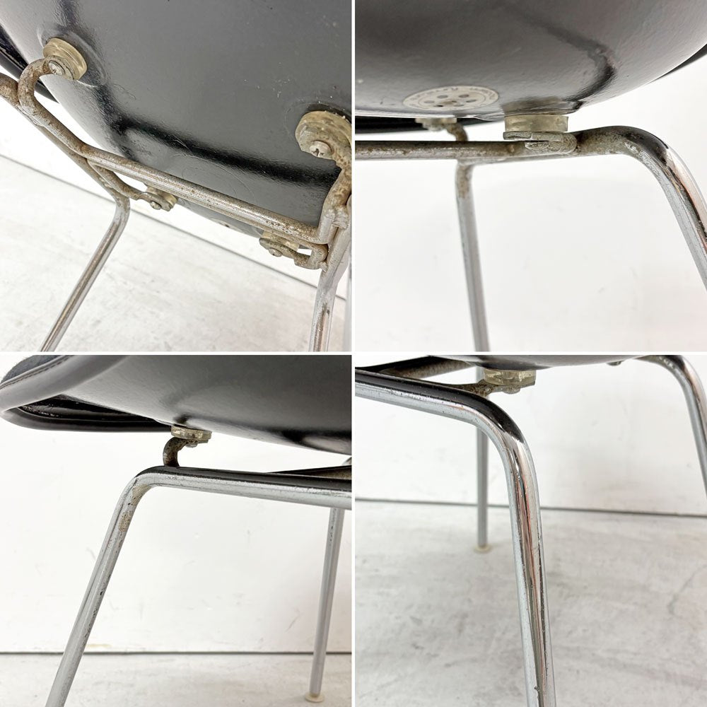 ハーマンミラー Herman Miller サイドシェルチェア モダンファニチャーセールス MFS製 FRP アプホルスター 座面張替済み ブラック Hベース C&Rイームズ ビンテージ ●