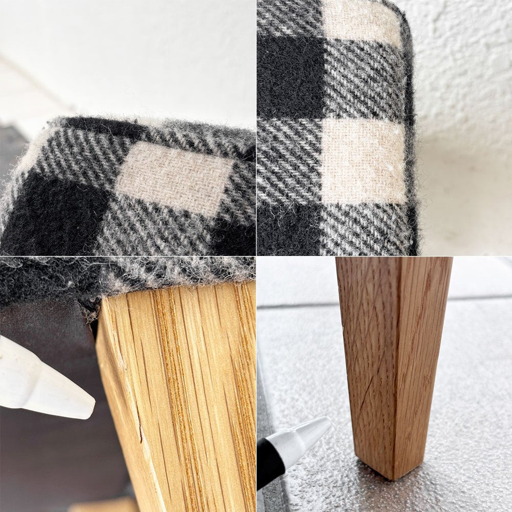 モーブレーワークス MOBLEY WORKS クラマス レッグレスト Klamath Leg Rest オットマンスツール ブロックチェック ブラック×ホワイト オーク材 鰤岡力也 ◇