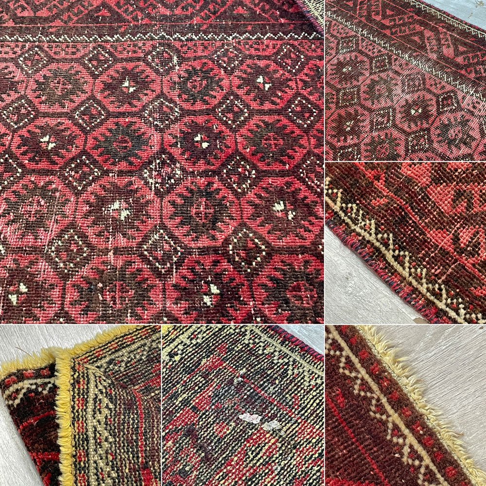 ビンテージ Vintage トライバルラグ ビンテージラグ 160×100cm レッド イラン トルクメニスタン ●