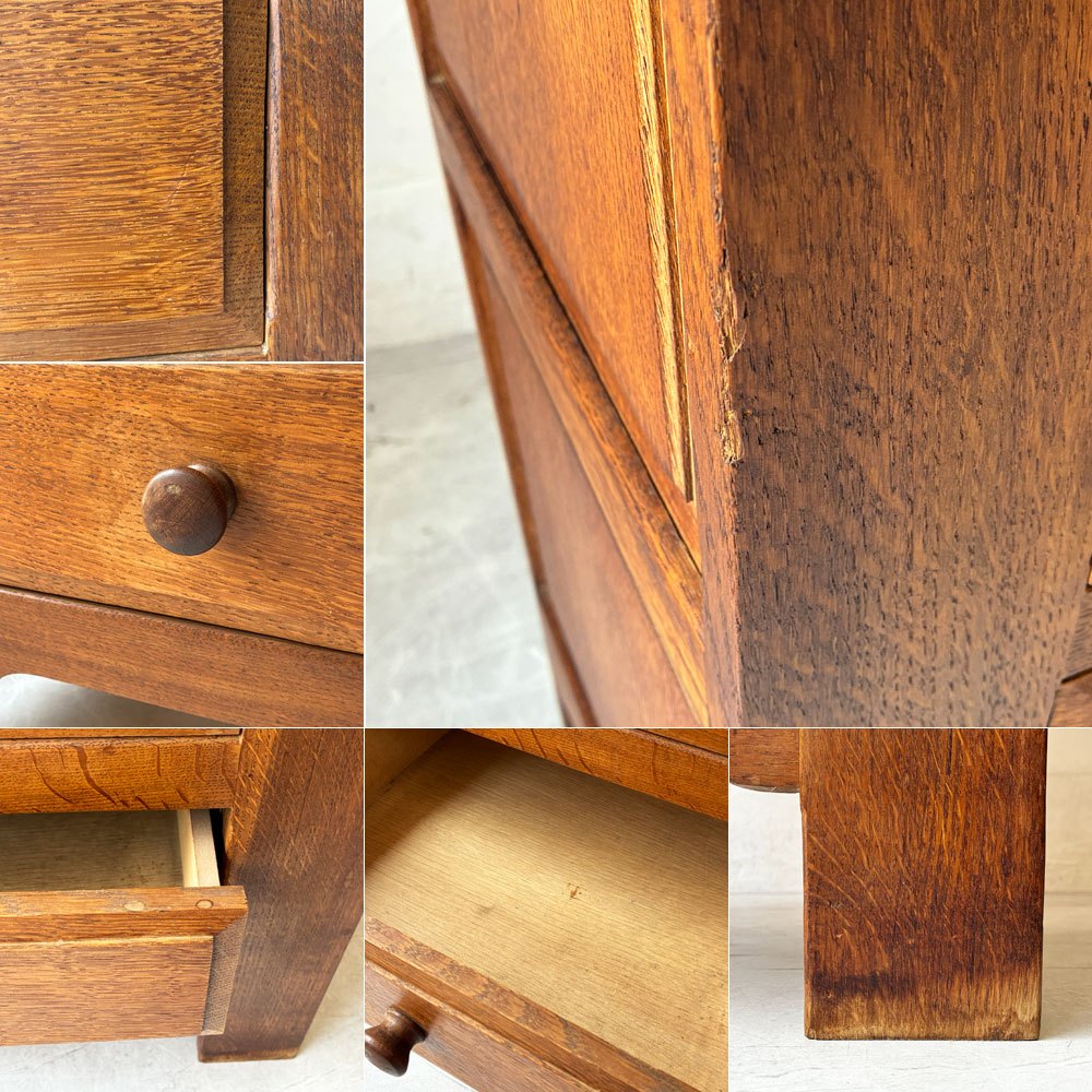 UKビンテージ Vintage スモールチェスト 4ドロワー オーク無垢材 カントリー H97cm 英国家具 ★
