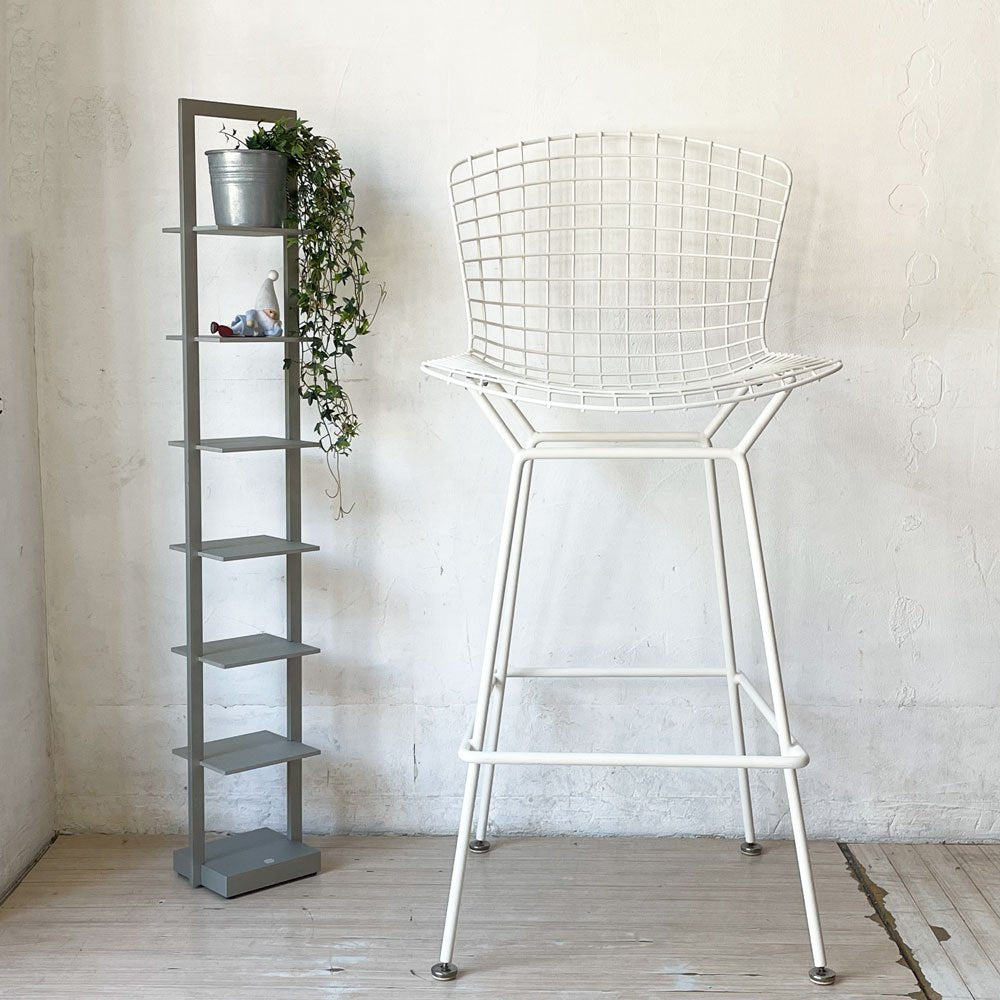 ノル Knoll Counter Height Stool カウンター ハイスツール ワイヤーチェア ホワイト ハリー・ベルトイア ミッドセンチュリー シートパッド付き ビンテージ ★