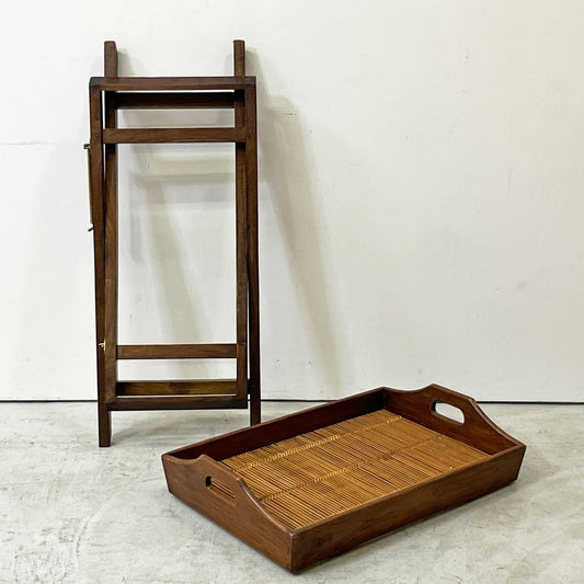 ヒッカドゥワ HIKKADUWA フォールディング トレイテーブル サイドテーブル アジアンチーク無垢材 × バンブー バリ家具 ●