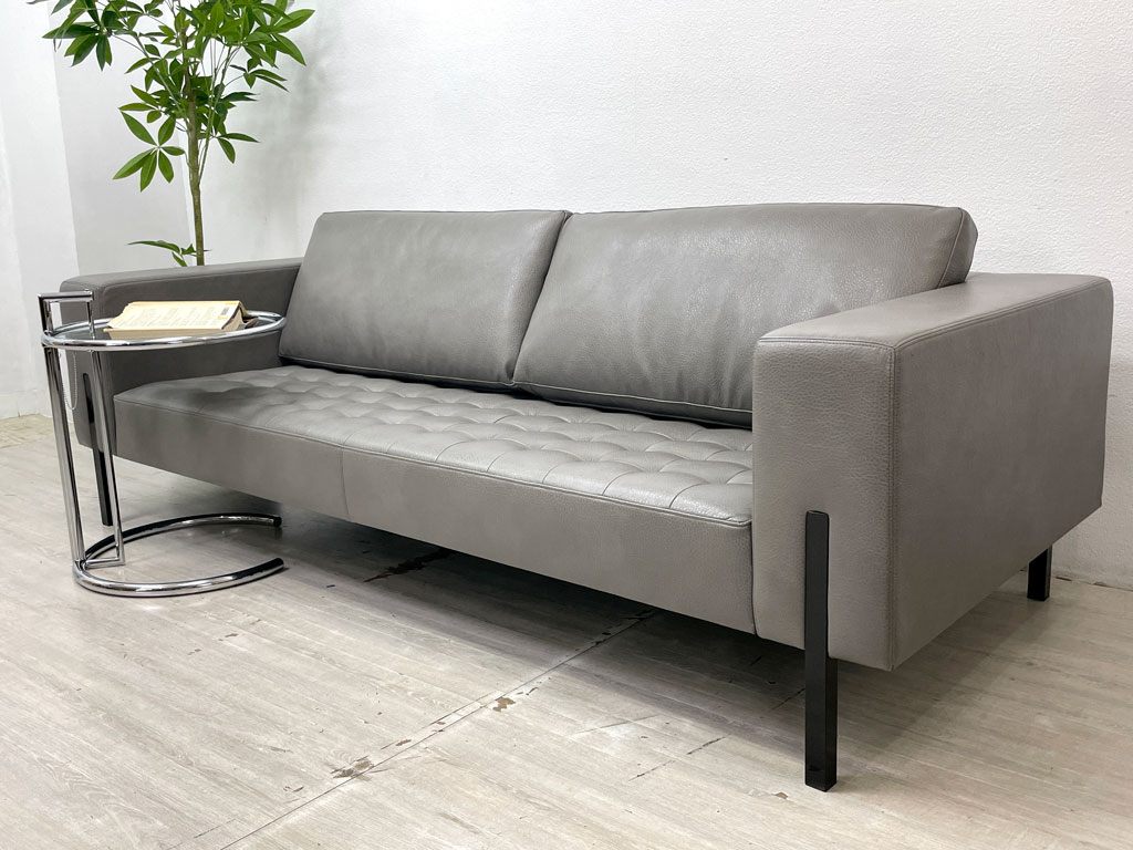リッツウェル Ritzwell アヴェニュー AVENUE ソファ 3シーター W222cm セミオーダー張地 合成皮革 スチール グレー モダン 国産家具 参考価格¥526,900~ ●