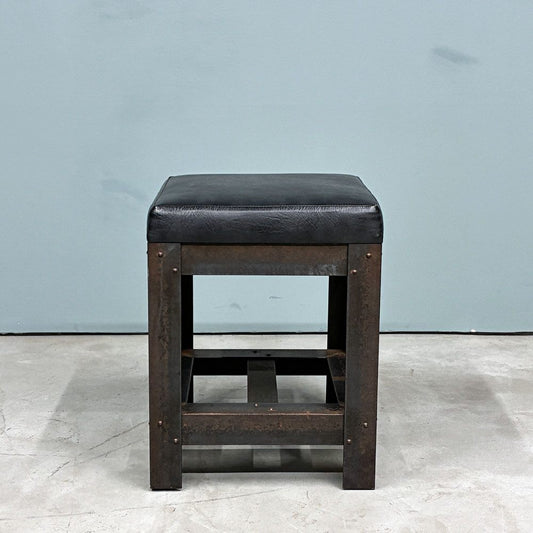 イデー IDEE アイアン スツール IRON STOOL レザー 焼鋼 店舗什器 インダストリアルデザイン 特注品 B ◎