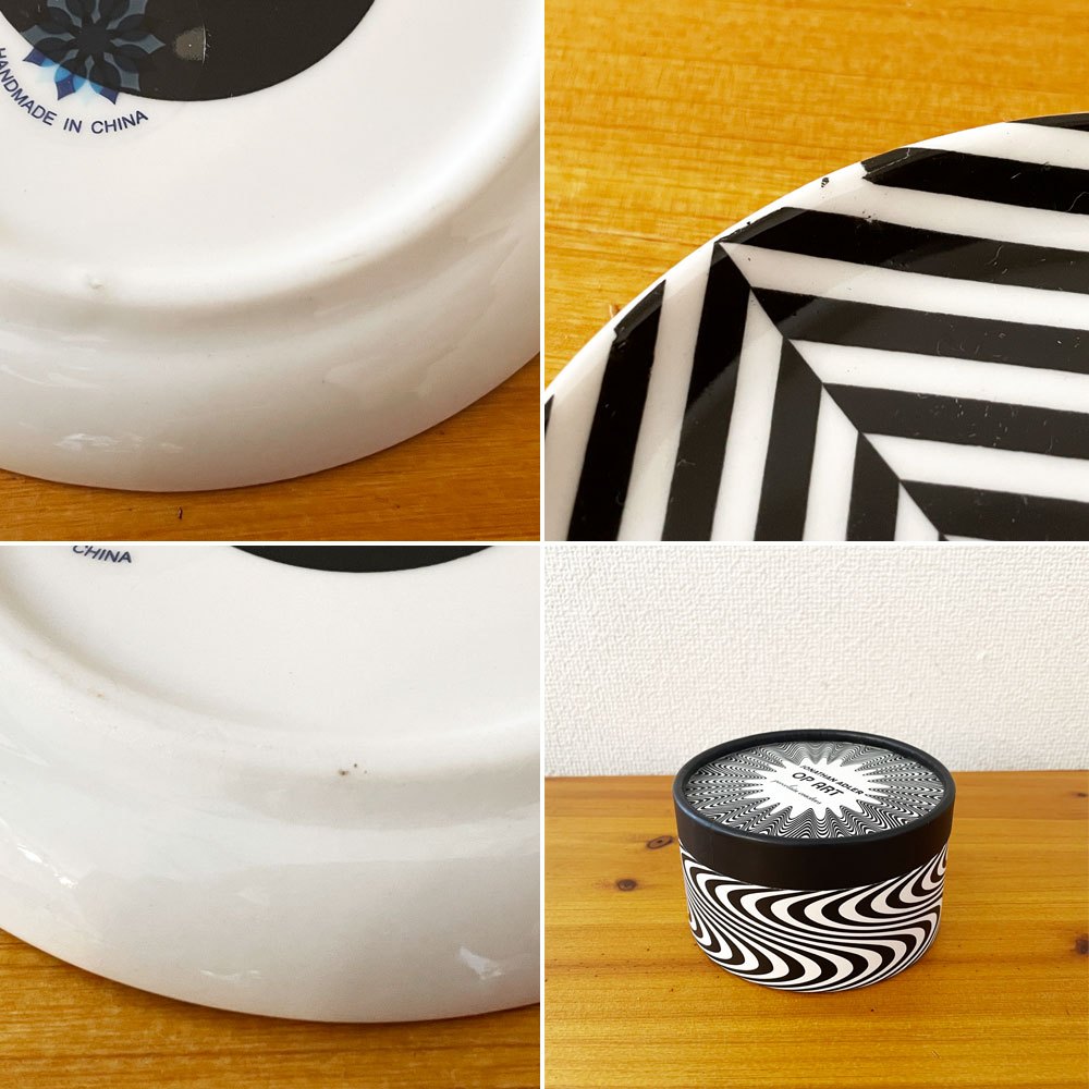 ジョナサンアドラー JONATHAN ADLER 陶製コースター 4枚セット 幾何学模様 Φ10cm 箱付 アメリカ 廃番 ◎