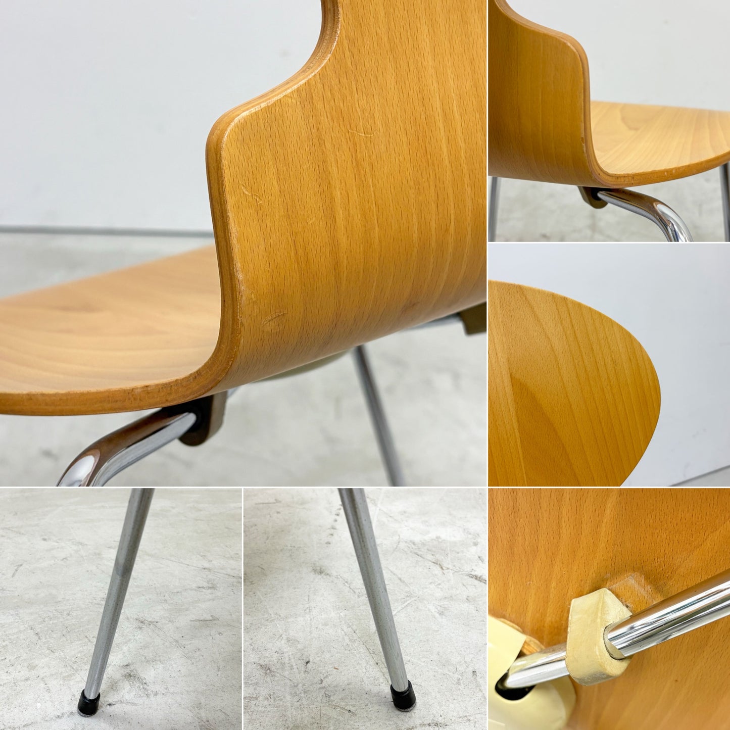 フリッツハンセン Fritz Hansen 3101 アリンコチェア アントチェア 4本脚 ナチュラルビーチ ラッカー仕上げ フェルトグライズ アルネ・ヤコブセン B ●