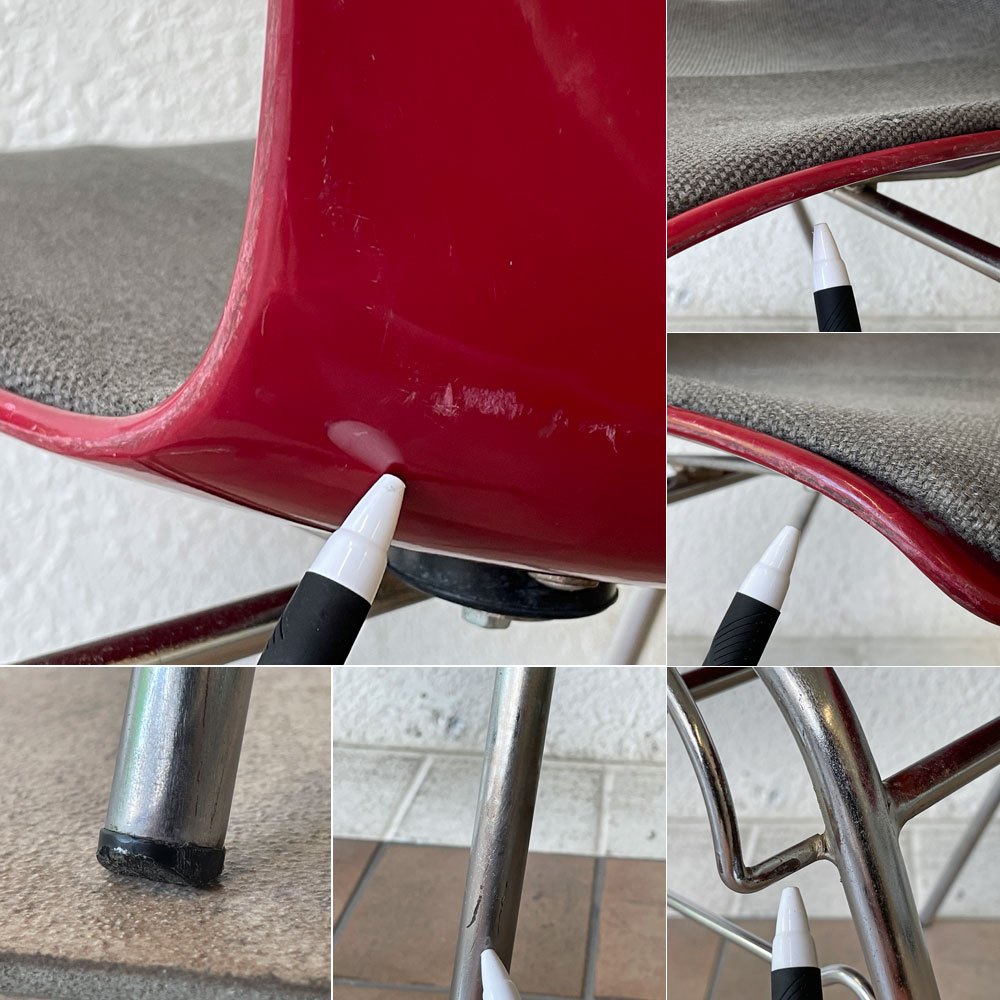 コトブキ KOTOBUKI サイドチェア FRP レッドシェル オリジナルファブリック グレー スタッキングベース High 高サイズ 柳宗理 ◇