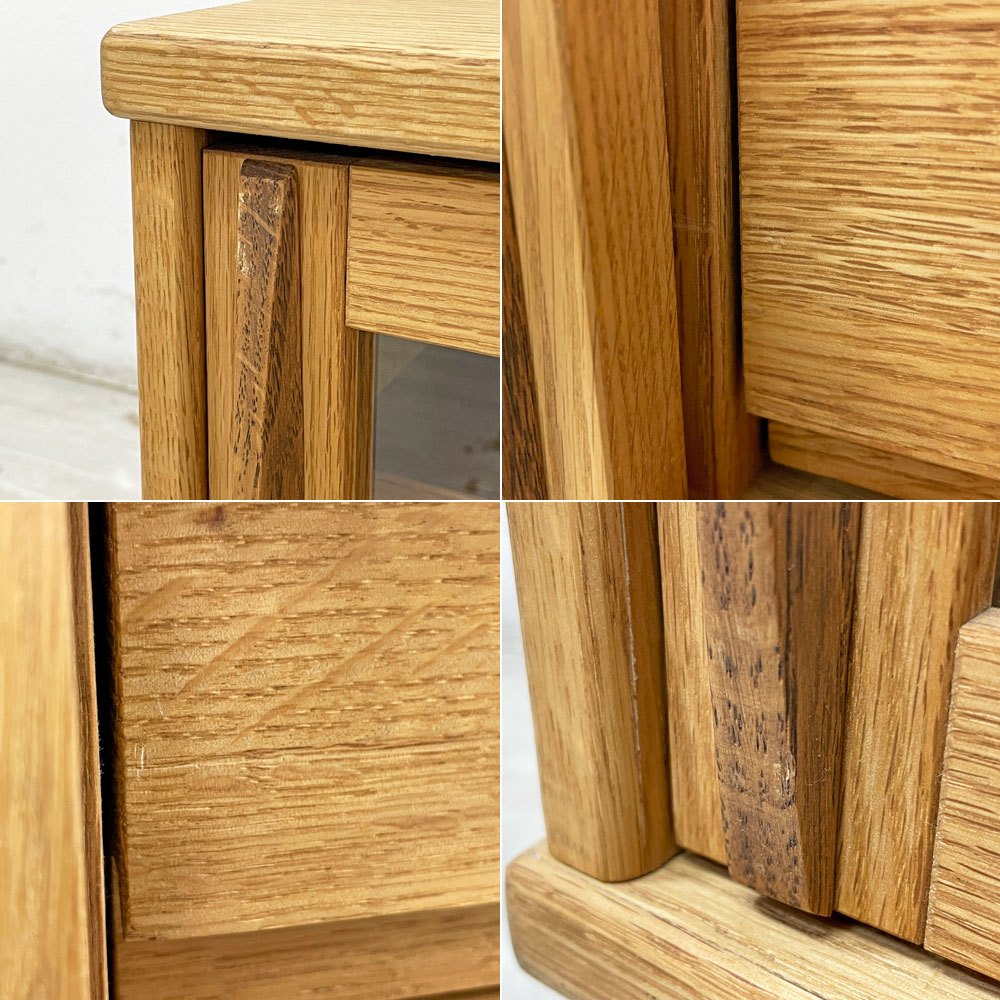 モモナチュラル MOMO natural ヴェント VENT サイドボード SIDEBOARD 120 AVボード ローボード オーク材 アイアンレッグ ガラス引戸 抽斗2杯 W120cm ●