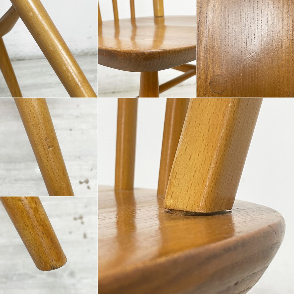 アーコール Ercol フープバックチェア ダイニングチェア スポークバック エルム材 ビーチ材 UKビンテージ 英国家具 ロイズアンティークス購入品 ●