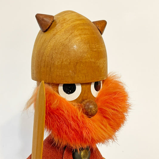 デンマークビンテージ Danish vintage wooden viking ノギンス バイキング 木製フィギュア オブジェ 24cm 北欧雑貨 ★