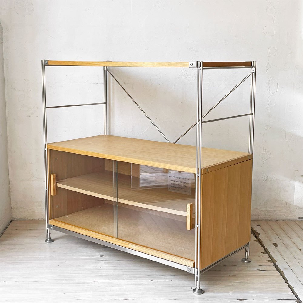 無印良品 MUJI ステンレスユニットシェルフ オープンシェルフ ガラス引