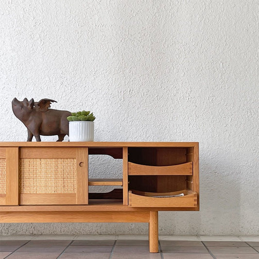 カーフ Karf カノ KANO テレビボード AVボード オーク無垢材 ラタン W150cm 廃番 ◇