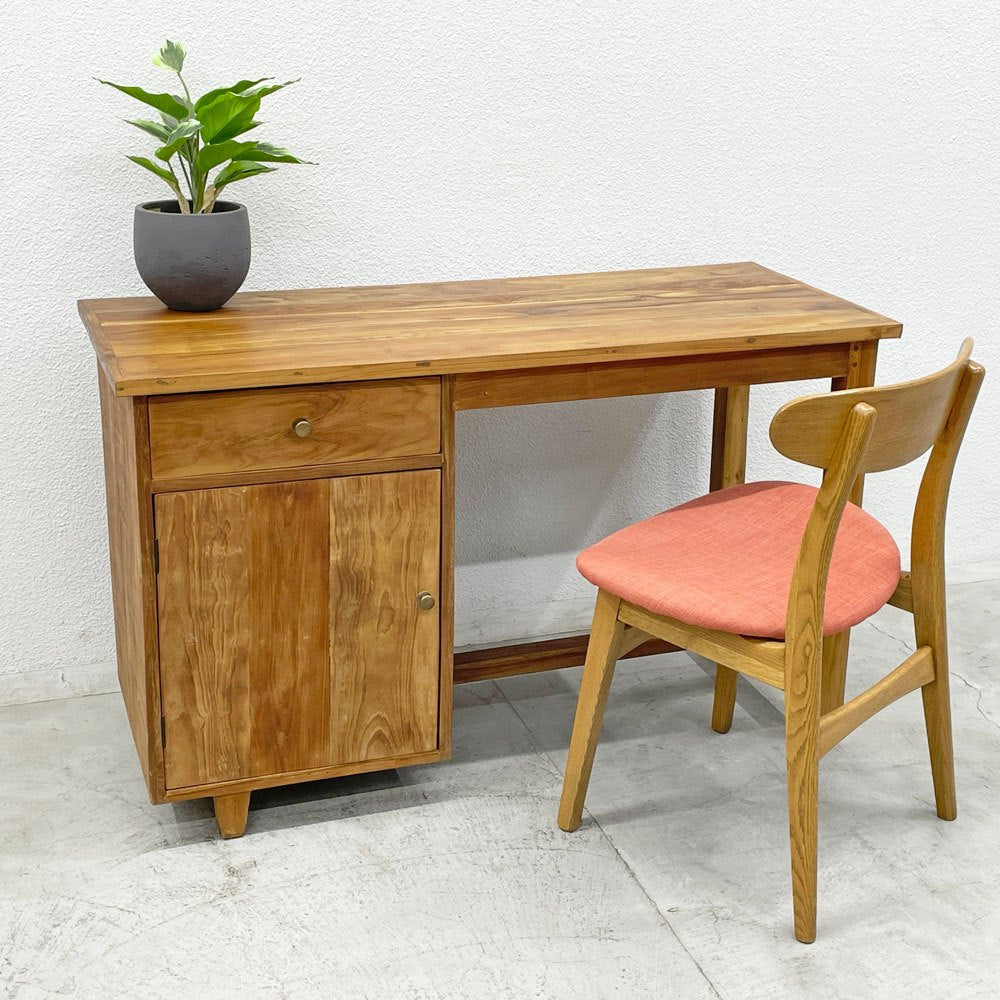 アスリ ASLI チーク古材 片袖デスク パーソナルデスク Personal Desk 無垢材 ビンテージ&リメイク家具 木味 インドネシア製 〓
