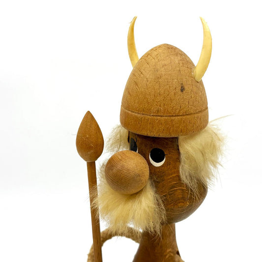 ノギンス NOGGINS バイキング ドール 槍 大 木製人形 オブジェ 北欧 民芸 ビンテージ G ●