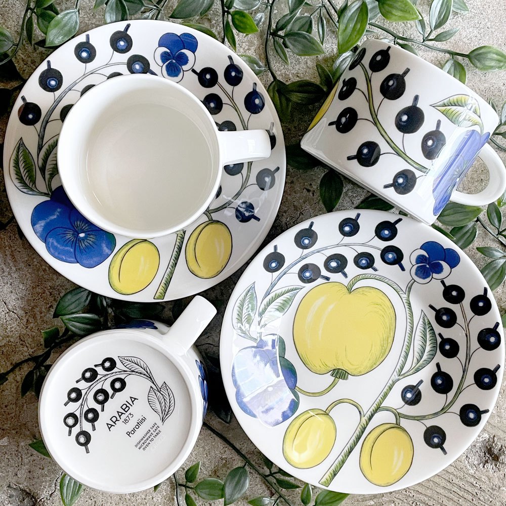 アラビア ARABIA パラティッシ PARATIISI ティーカップ&ソーサー ブルー&イエロー ビルガー・カイピアイネン Birger Kaipiainen フィンランド 北欧食器 B ■