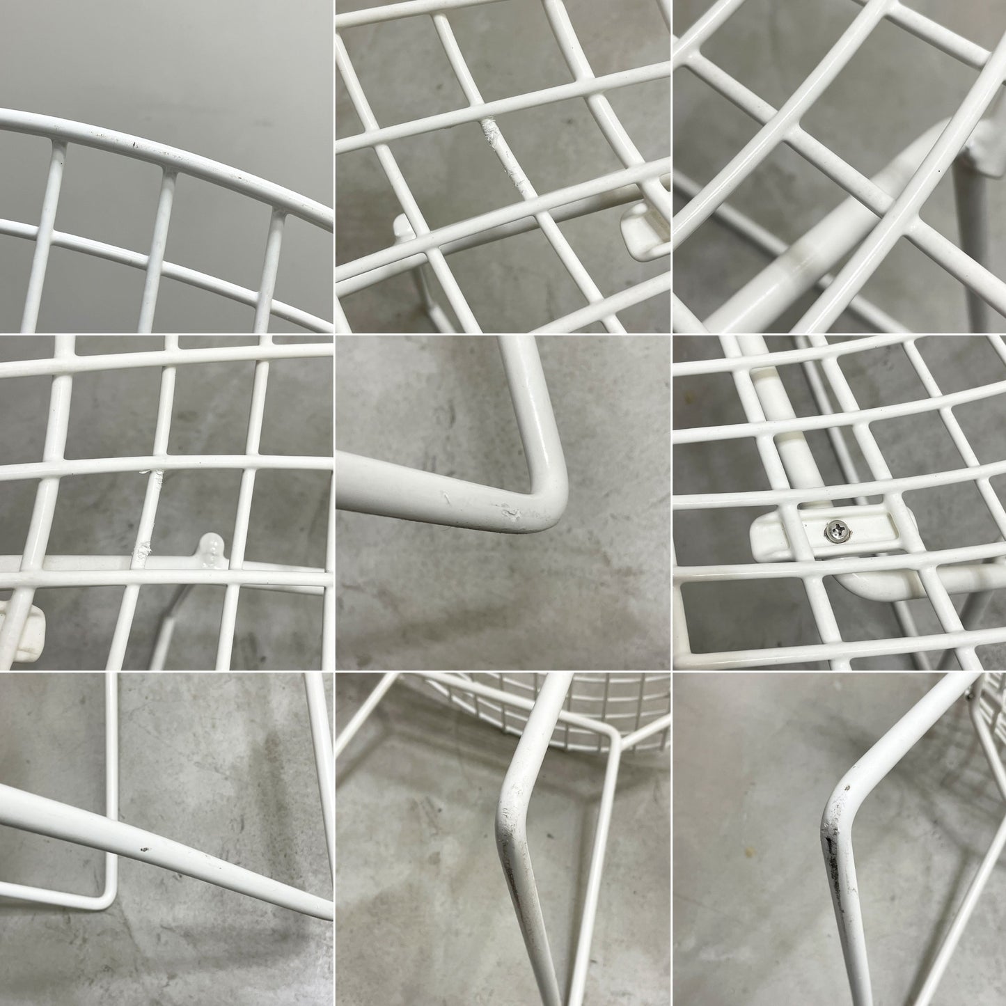 ノル Knoll 420 サイドチェア ワイヤーチェア ダイニングチェア ホワイト × グレー ファブリック フルカバー仕様 ハリー・ベルトイア ミッドセンチュリー ビンテージ A ●