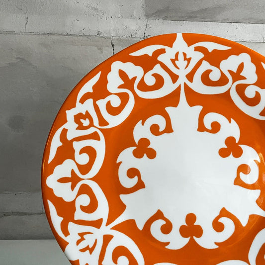 ツェツェアソシエ Tse&Tse associees お腹ペコペコのお皿たち les affamés 大皿プレート オレンジ ウズベキスタン模様 フランス パリ 廃番 ♪