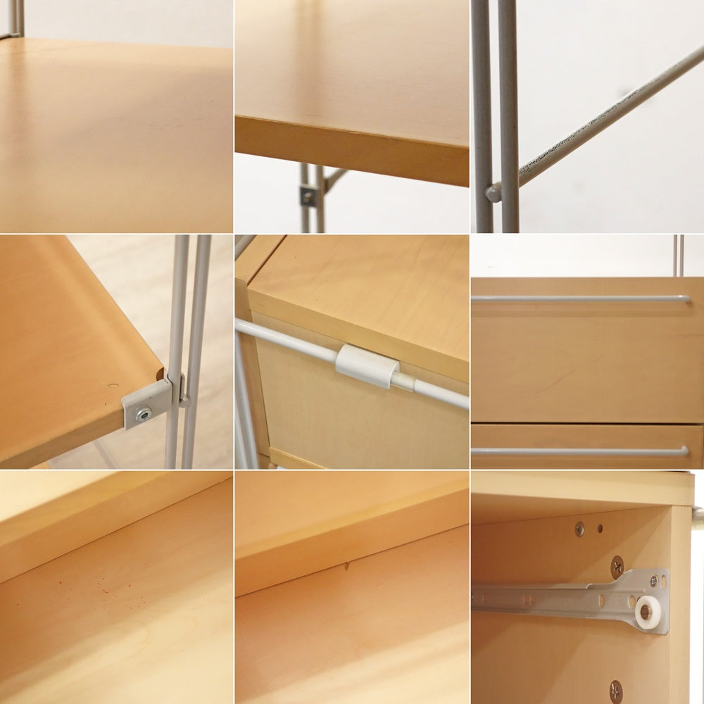 無印良品 MUJI スチールユニットシェルフ メープル 5段 引出しユニット付き W58 H175cm ●