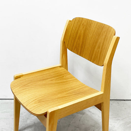 天童木工 Tendo ダイニングチェア S-0507NA-NT ブックチェア ナラ材 ビーチ材 図書館椅子 板座 水之江忠臣 定価¥52,800- 美品 A ●